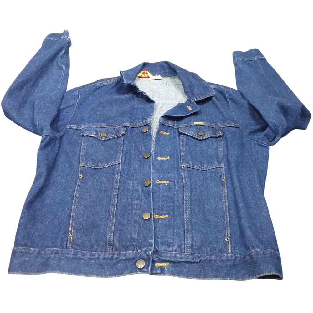 Vintage Rustler Mens Denim Trucker Jacket Made in USA Blue 79300PW Large